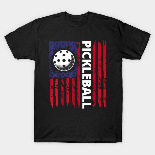 Pickleball American Flag Funny Pickleball Lover Vintage T-Shirt by Kreigcv Kunwx